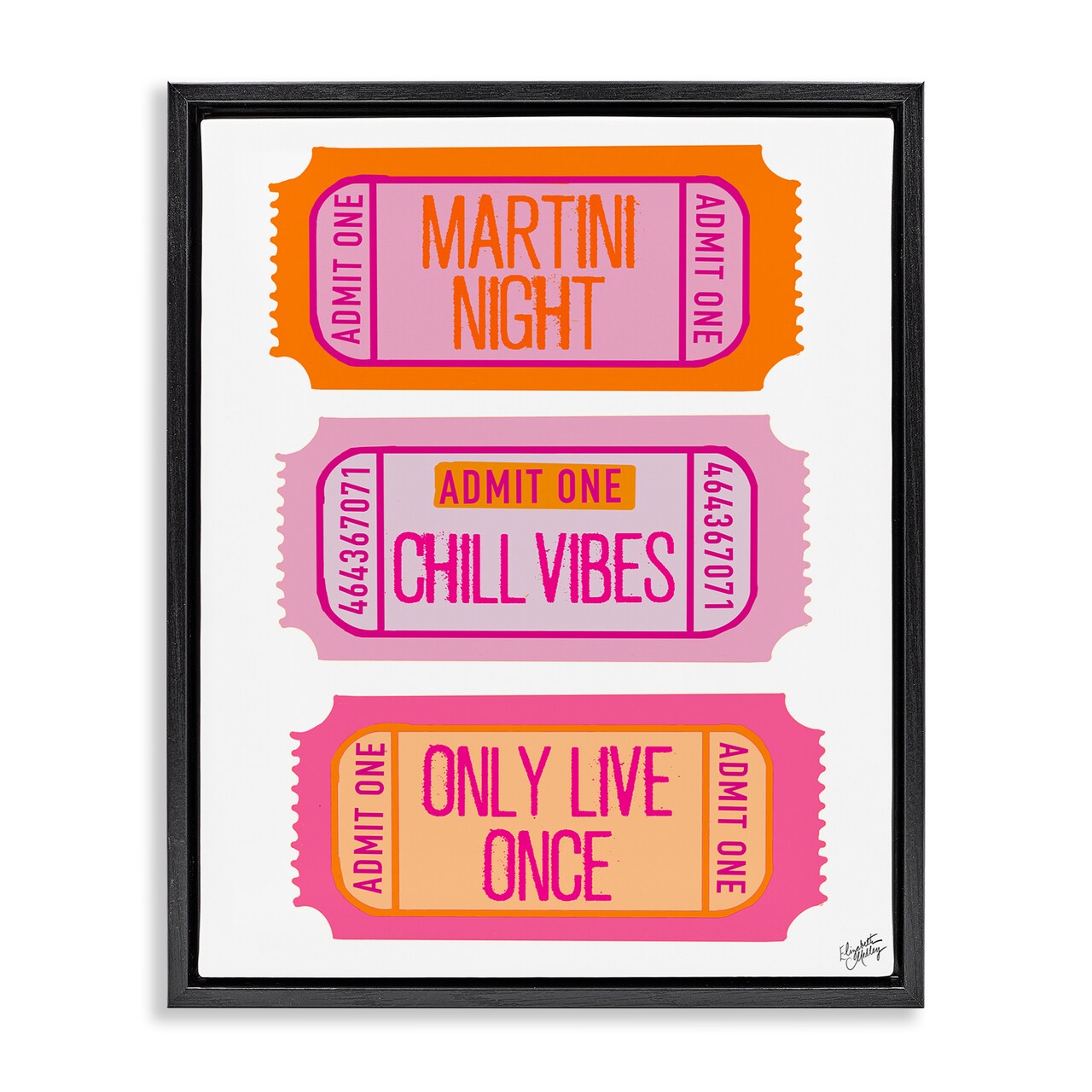 Stupell Industries Fun Party Phrase Tickets Framed Floater Canvas Wall Art Design by Elizabeth Medley